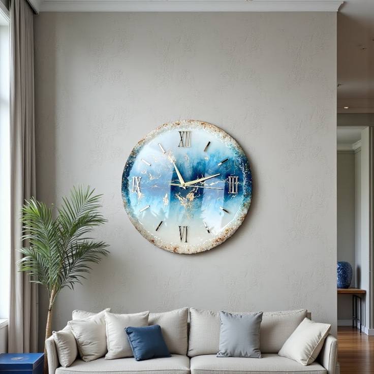 Perspectiva epoxy clock in an interior